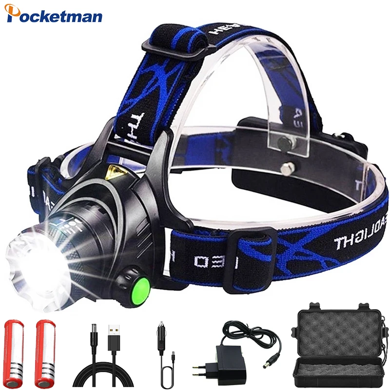 

High Brightness Powerful LED Headlamp USB Charging Headlight Waterproof Head Lamp 18650 Battery Zoomable Head Light for Camping
