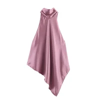 Women's Top 2025 Autumn New Style Solid Color Satin Feel Halter Neck Tie Back Top Sexy Fashion Versatile and Stylish - Image 3