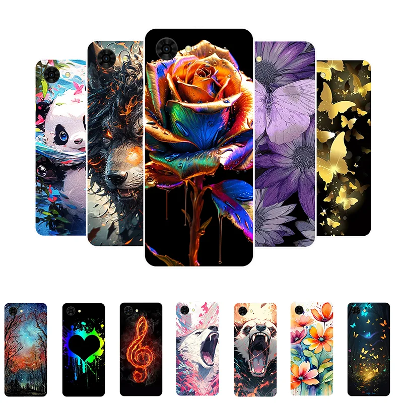 Charming Floral Panda TPU Soft Silicone Phone Case - Protective Back Cover