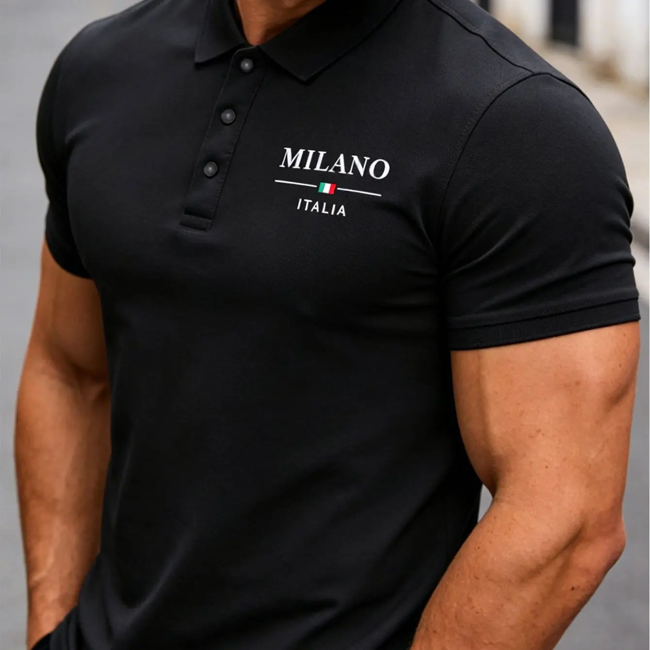 Polo da uomo estive con stampe MILANO alla moda, eleganti e adatte per uscite, eventi aziendali e regali per uomo - immagine 5