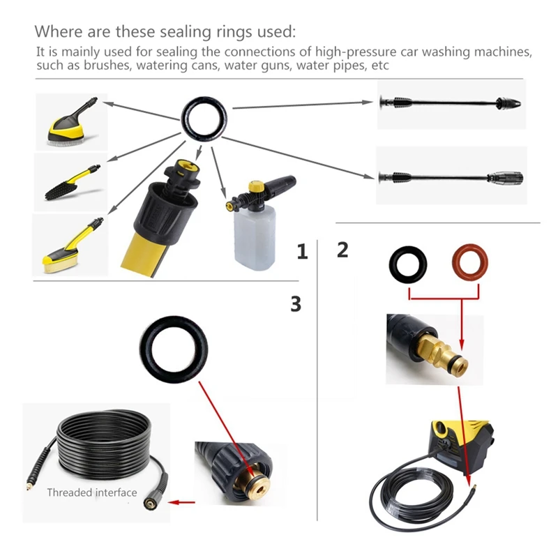 O-Ring For Karcher Lance Hose Nozzle Spare O-Ring Seal 2.640-729.0 Rubber O-Ring Pressure Washer For K2 K3 K4 K5 K6 K7 5