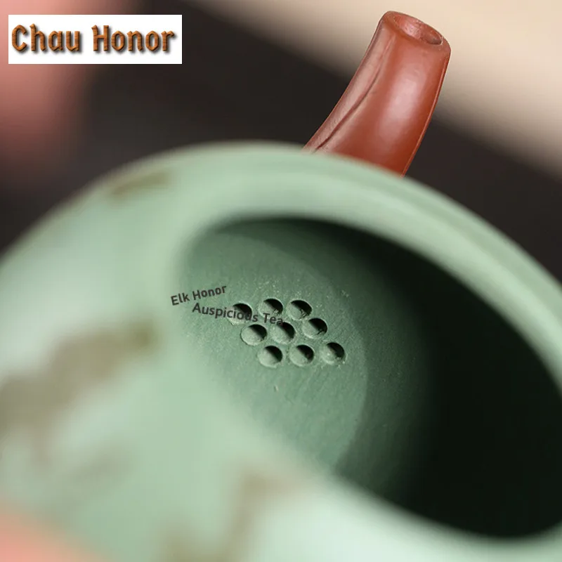 290ml Luxury Yixing Purple Clay Teapots Handmade Watermelon Pot Raw Ore Bean Green Mud Kettle Zisha Tea Set Cha Accessories Gift