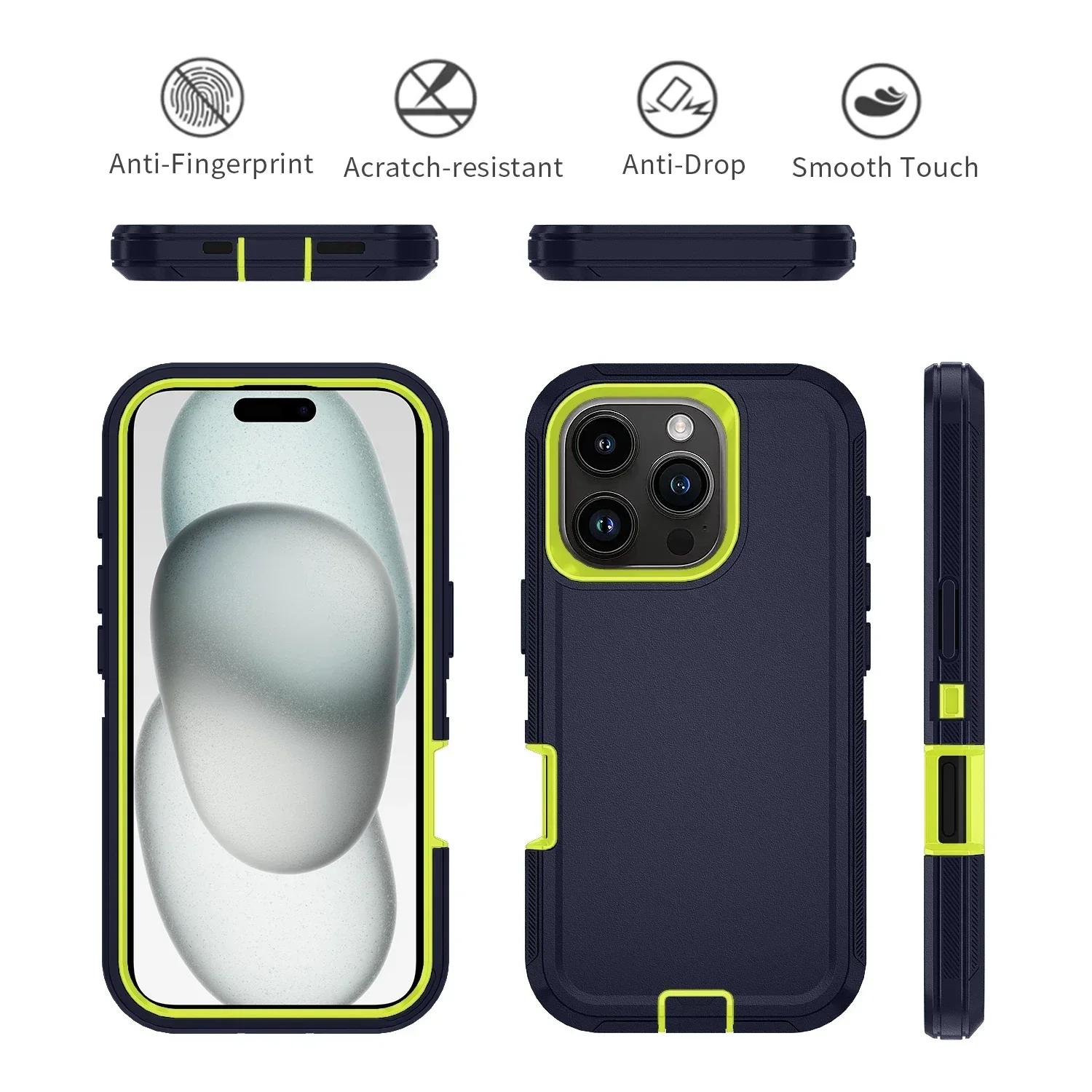 Armor Box Shockproof Defender Phone Case with Clip and Hard Back Cover