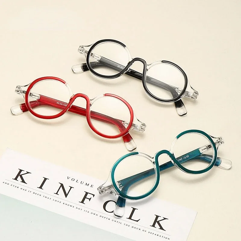 Pequeno quadro redondo óculos de leitura, óculos presbiópicos retro, luz azul bloqueio Hypermeopia Eyewear, + 1.0, + 4.0