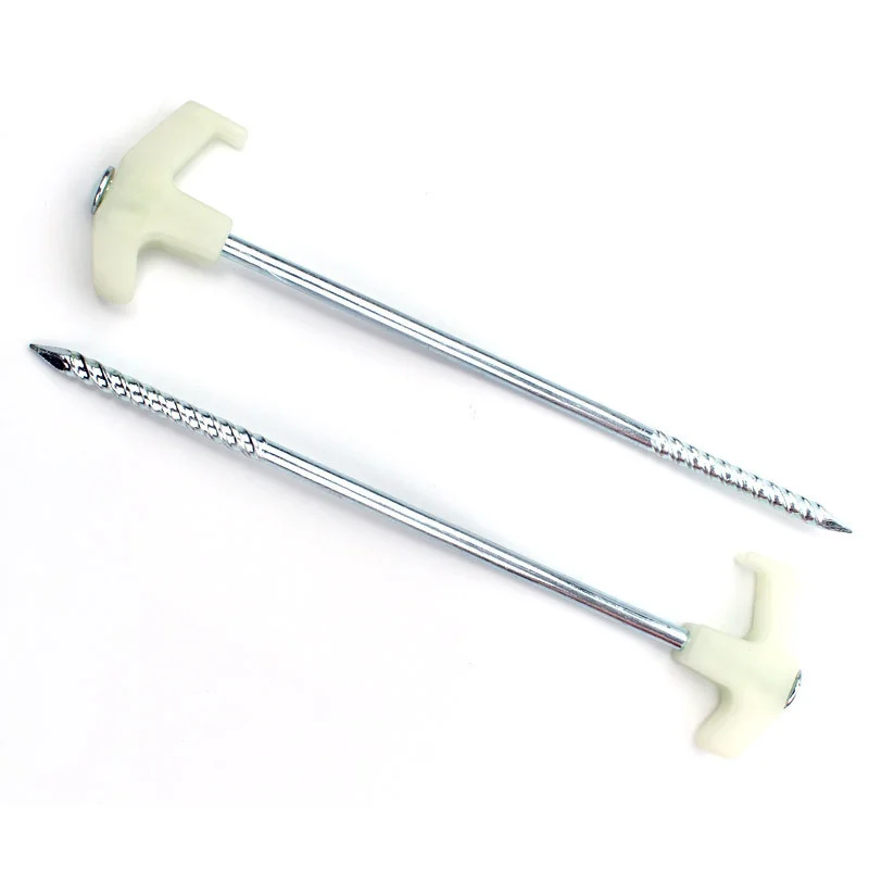 Camping Tent Pole 2/4/8/10Pcs Ultralight Camping Tent Pegs 25cm Florescent Long Screw Thread Tent Stakes Steel Nails Outdoor Accessories