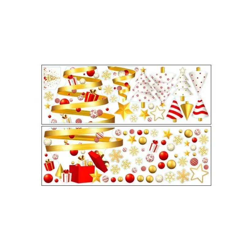 Christmas Tree Snowflake Stickers Christmas Window Glass Self-adhesive Christmas Tree Stickers Home Holiday Party Decor Stickers