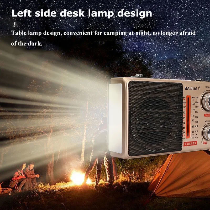 Mini Portable FM AM SW Radio LED Flashlight Radios Receiver Wireless Bluetooth Speaker MP3 Music Player Support TF Card U Disk