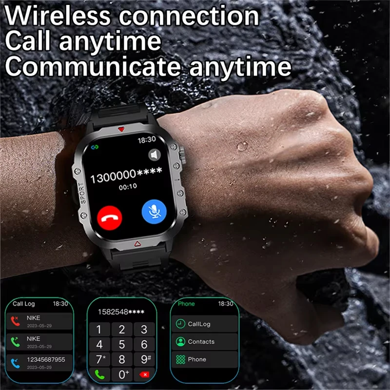 2026 New Smart Watch Mens Outdoor Sports Fitness Tracker Health Monitor 2.01 Inch Support Flashlight Bluetooth Call Smart Watch 2