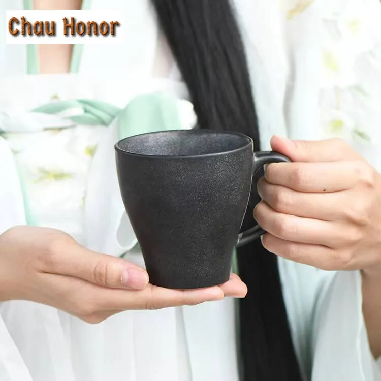 220ml Wabi-sabi Style Ceramic Mug Japanese Milk Cup Crude Pottery Tea Cup Retro Coffee Mug Household Water Jug Teaset Drinkware
