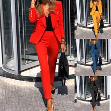 

2022 New Women's Commuter Suit Pants Red Suit Jacket Pants Office Suit Ladies Suit Ladies Suit Suit Jacket with Pants 2 Piece Se