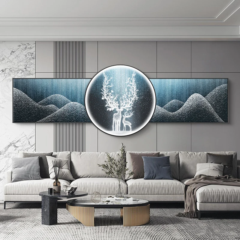 

LED lamp circular light luxury mural high-grade atmosphere sofa background wall decoration painting room hanging painting