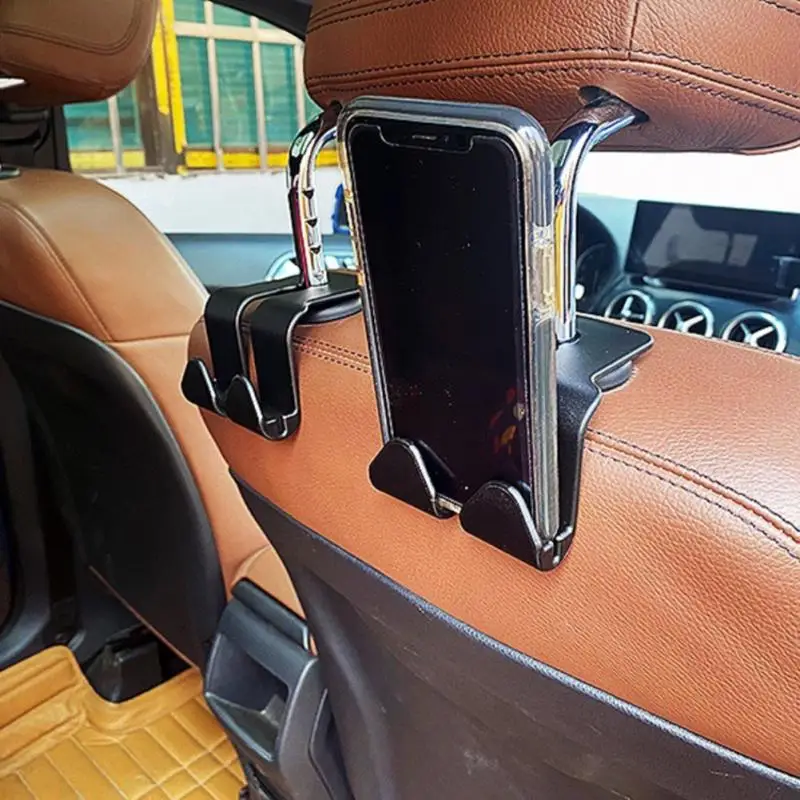 Car Hook 4/2/1Pcs Car Seat Back Hook Multi-functional Auto Car Seat Headrest Hanger Hook Phone Holder Organizer Bag Purse Cloth