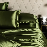 Parure de lit en Satin de haute qualité, housse de couette, simple, Double, Queen, couleur unie, respectueuse de la peau 3