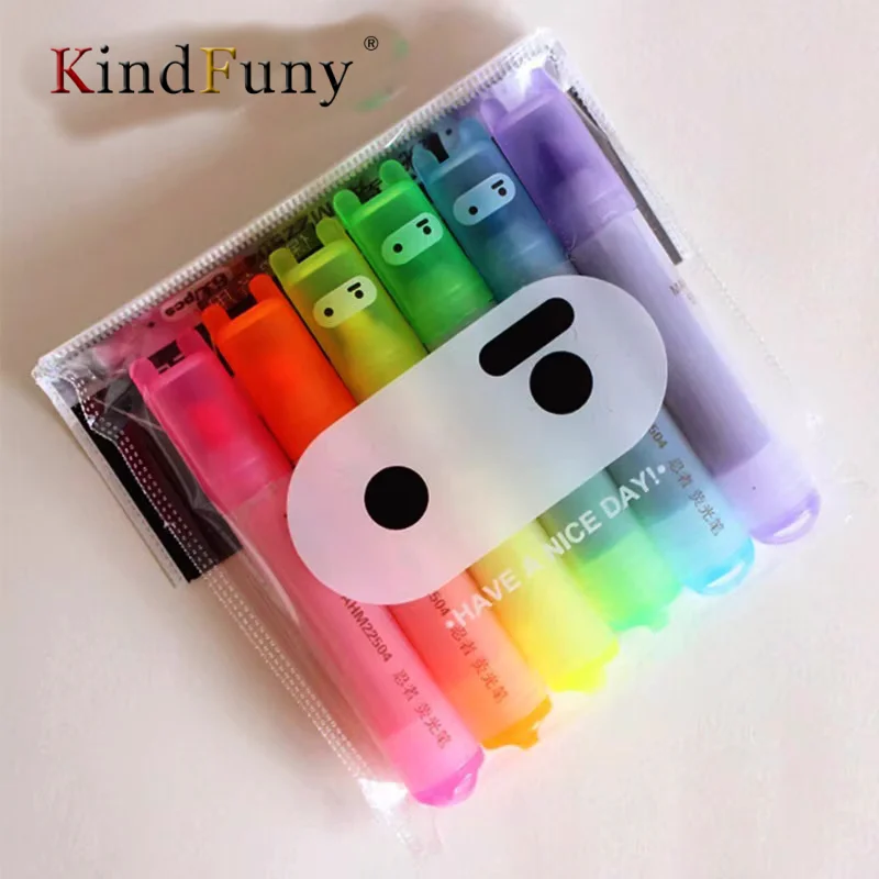 Rabbit Mini Fluorescent Highlighter Pen 6PCS/Set Kawaii Chalk Marker Pens Stationery Material Escolar Papelaria School Supplie highlighter marker highlighter pen marker pen