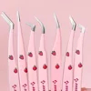 7styles Professional Eyelash Tweezers Stainless Steel Curved 3D Lashes Extension Makeup Tools Anti-static False Eyelashes Pincet 4