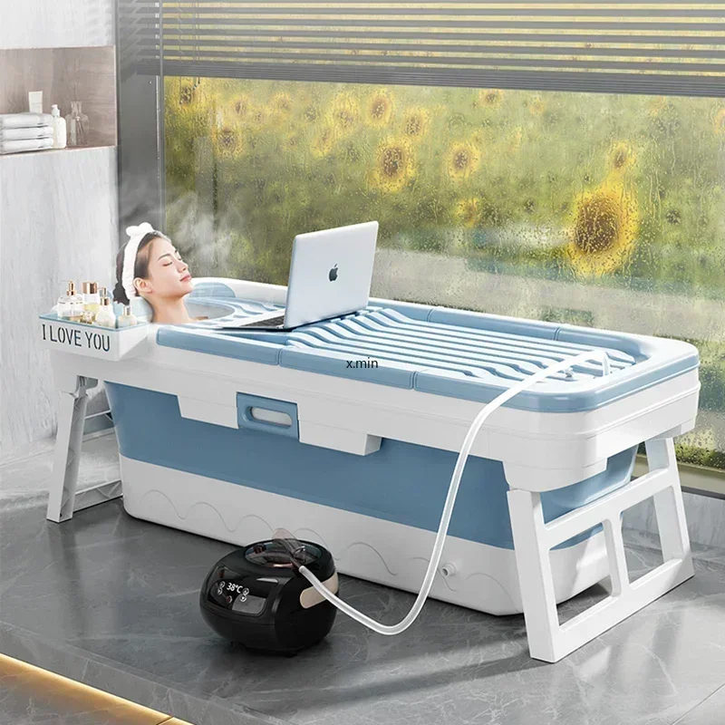 Portable Folding Bathtub Children Swimming Plastic Bathtub Adults House Bucket Sauna Lid Cover Banheira Dobravel Adulta