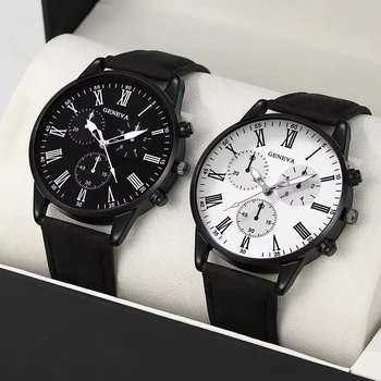 Mscxdk marca 2 pçs conjunto casal moda casual relógios de couro senhoras simples dial quartzo relógios de pulso vestido montre femme 1