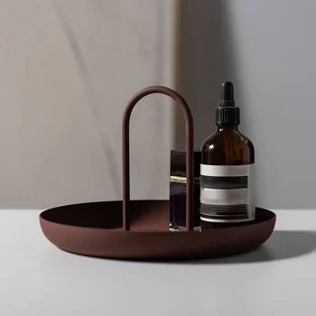 Vassoio nordico Vassoio portatile rotondo con manico per articoli vari e piccoli oggetti Decorazioni per la casa desktop per riporre gioielli e collane 1