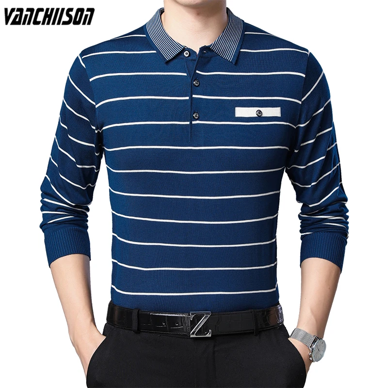 

Men Polo Shirt Tops Long Sleeve for Men Dad Father Clothing Gift Stripes Casual Male Fashion 00713
