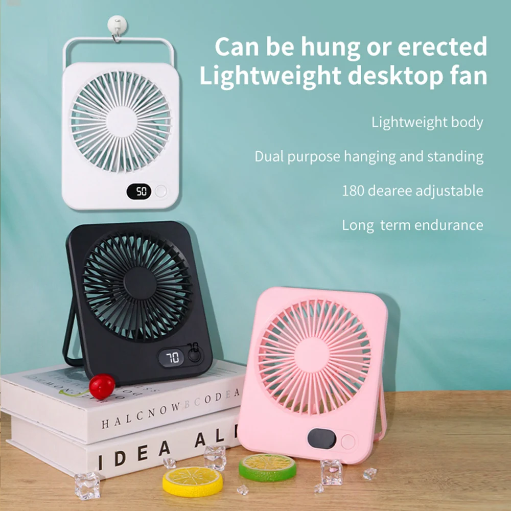 2024 New small fan handy charging long life ultra-thin desktop fan Large wind super quiet folding handheld table fan 4