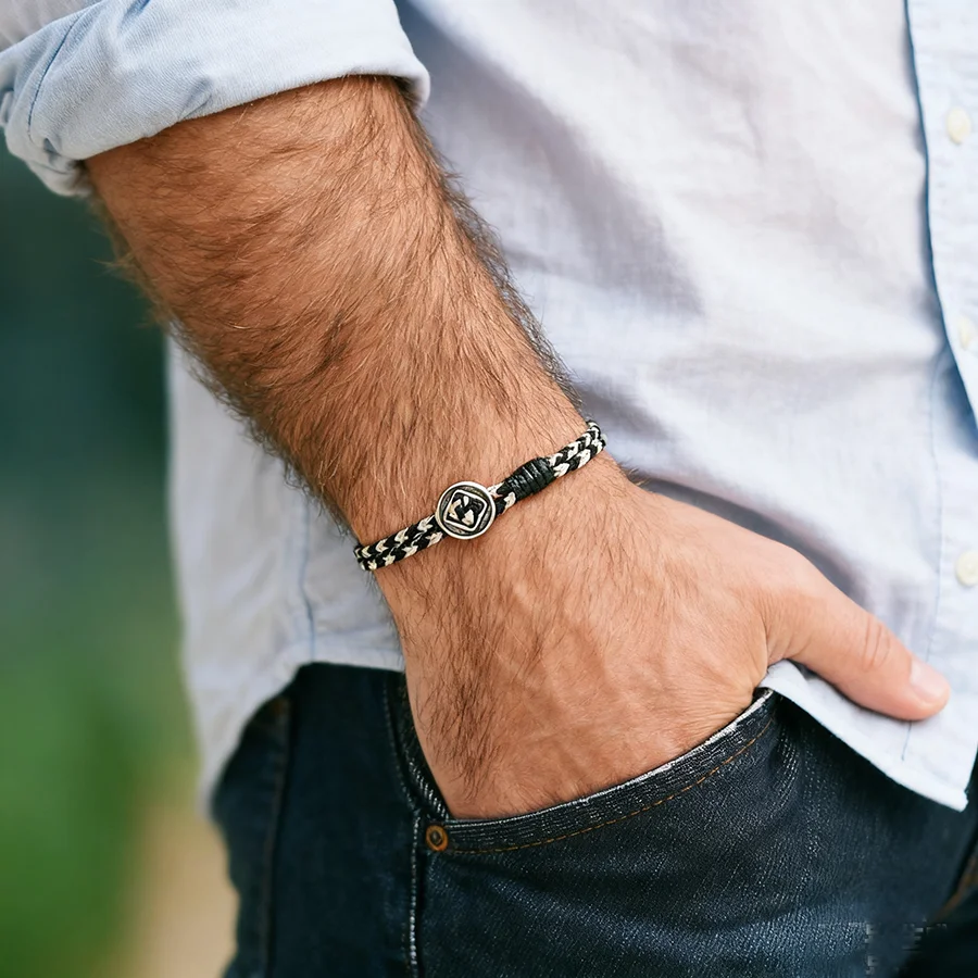 Handmade Braided Men Bracelet with String Cord Chain