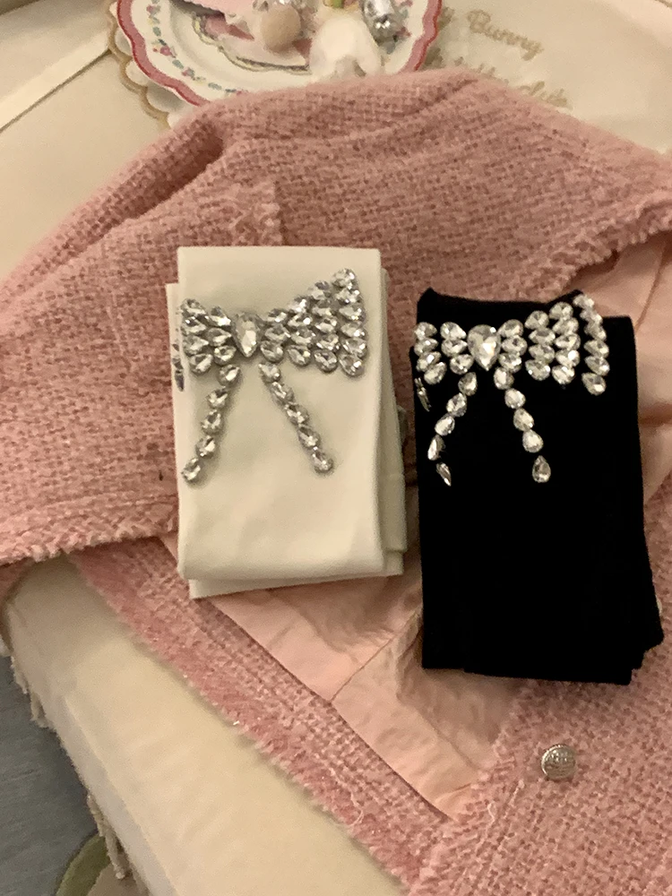 Bow Rhinestone Belly Contracting Hip Lifting Pressure Slimming Autumn and Winter Thermal Pantyhose Women