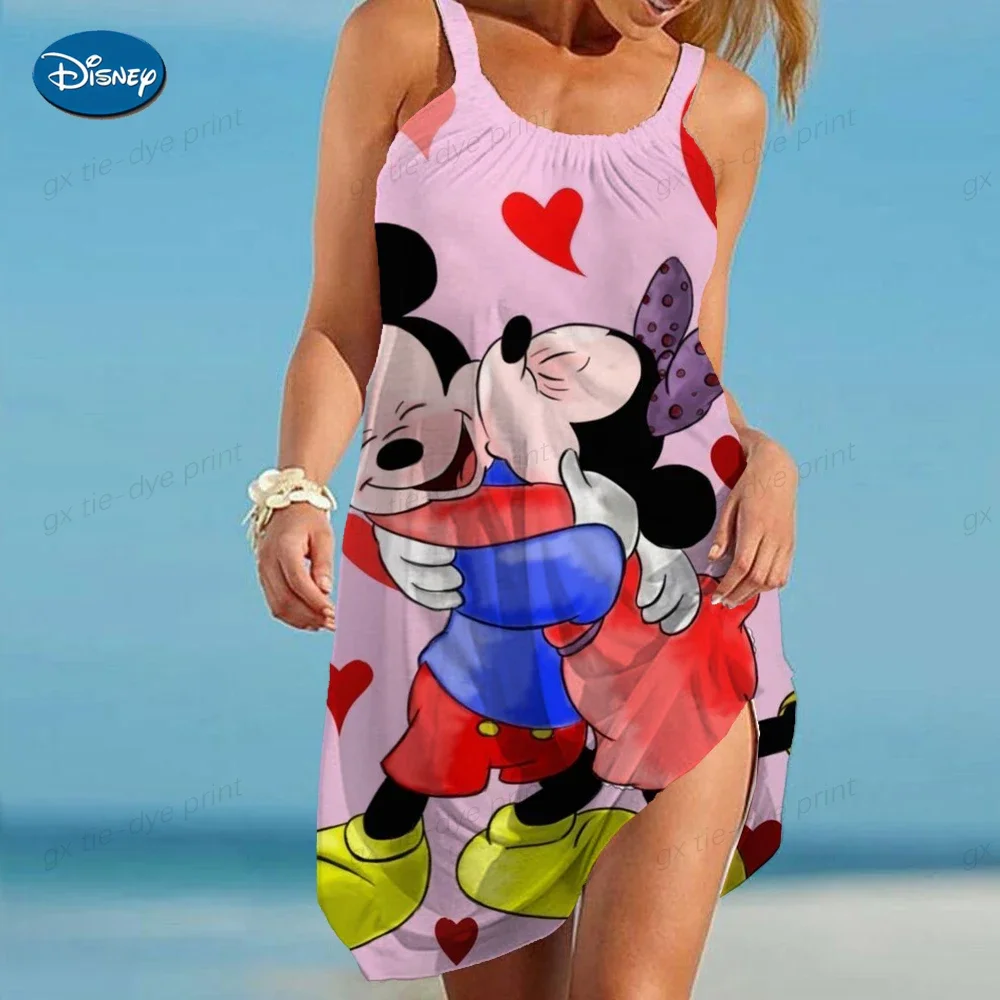 

Women's Summer Sundresses 3D Print Party Dresses Boho Y2k Minnie Mouse 2023 Sling Beach Dress Loose Disney Woman Sleeveless Sexy