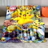 Pokemon Cartoon Anime Flannel yellow Blanket Pikachu Figures Home Sofa Lunch Break Blankets Children Student Christmas Kid Gift 3