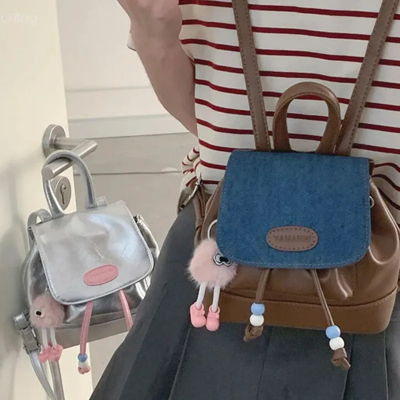 Women's Shoulder Bag, New Fashion, Casual, Simple, and Versatile for Commuting, High-end Contrasting Drawstring for Students