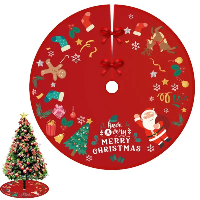 Red Christmas Tree Skirt Holiday Tree Skirt Party Decorations Create A Christmas Mood With 2 Red Knots For Party Home