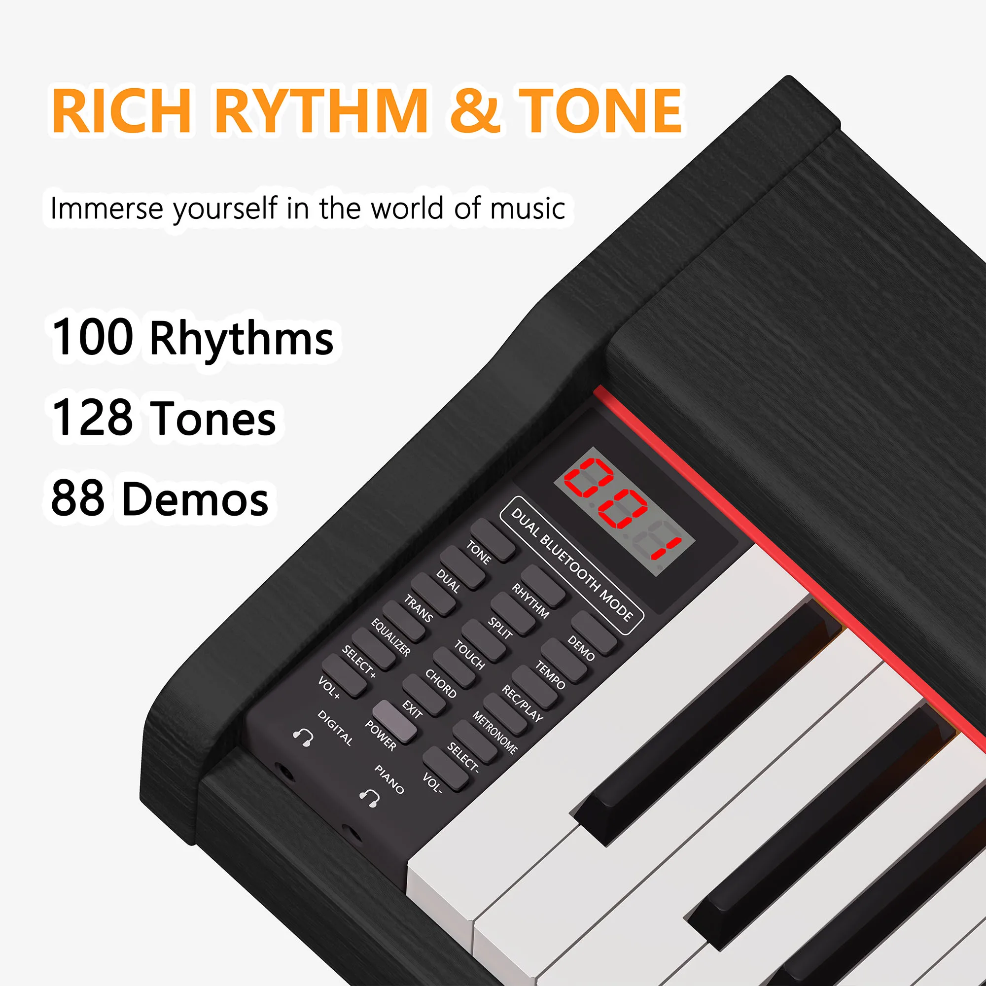Portable Electric Piano Keyboard Piano 88 Keys Musical Keyboard 88 Key Electronic Electric