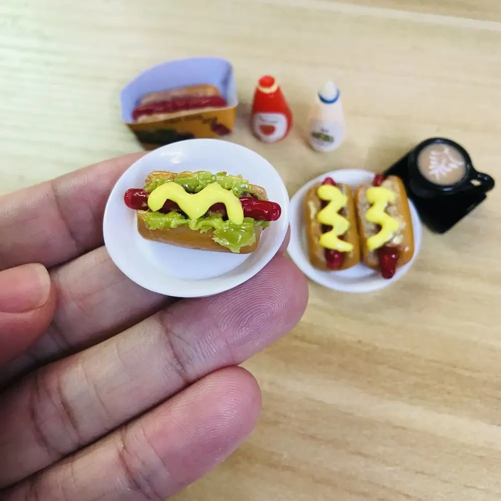 1/6 Scale Dollhouse Miniature Hotdog Fast Food Mini Coffee Pretend Toys for Blyth BJD OB11 Doll House Decor Play Accessories
