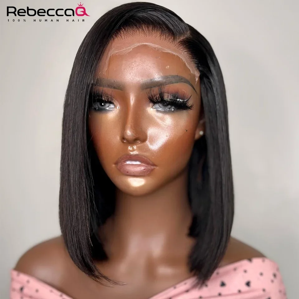 Bone Straight Bob Wig Lace Frontal Human Hair Wigs For Women Short Bob Wig 13x4 HD Lace Frontal Glueless Human Hair 180% human hair wig