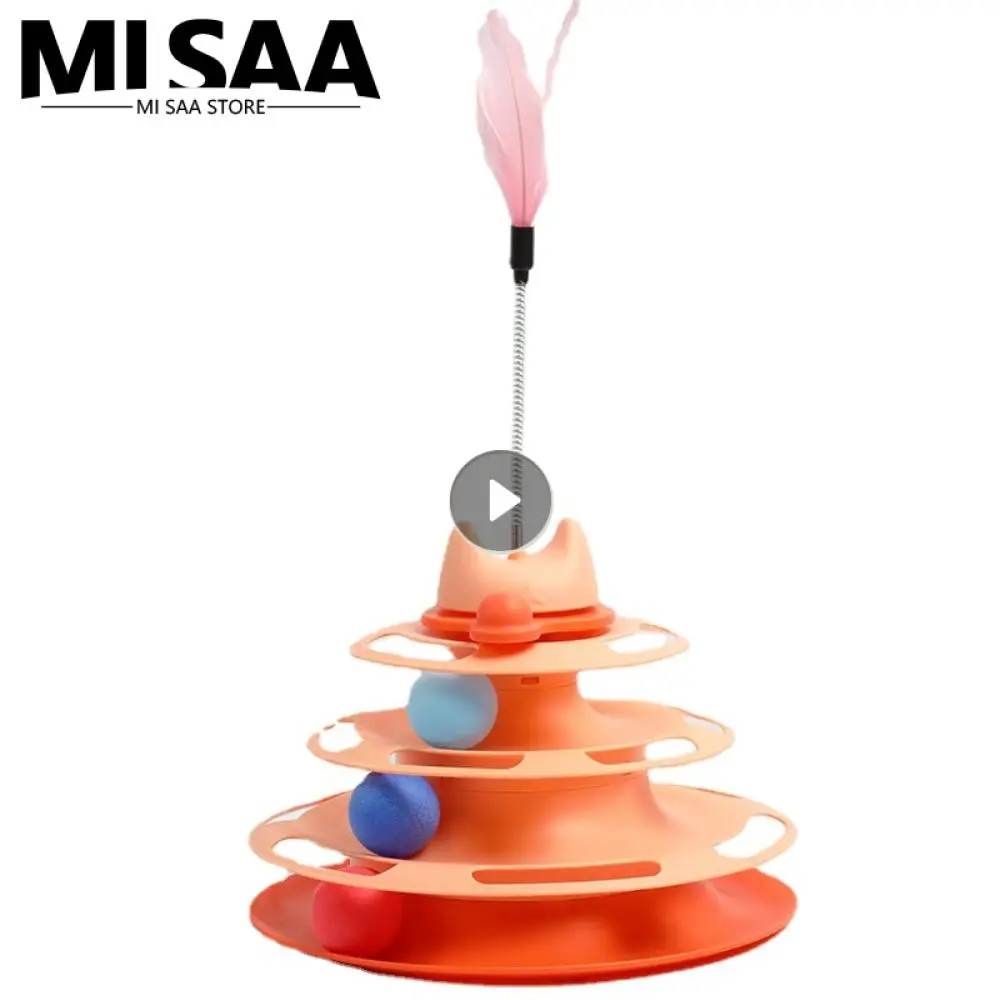 

Развлекательная тарелка для кошек, тренировочная вращающаяся забавная игрушка для кошек, палка для кошек, 4-слойная Интерактивная Поворотная шаровая игрушка