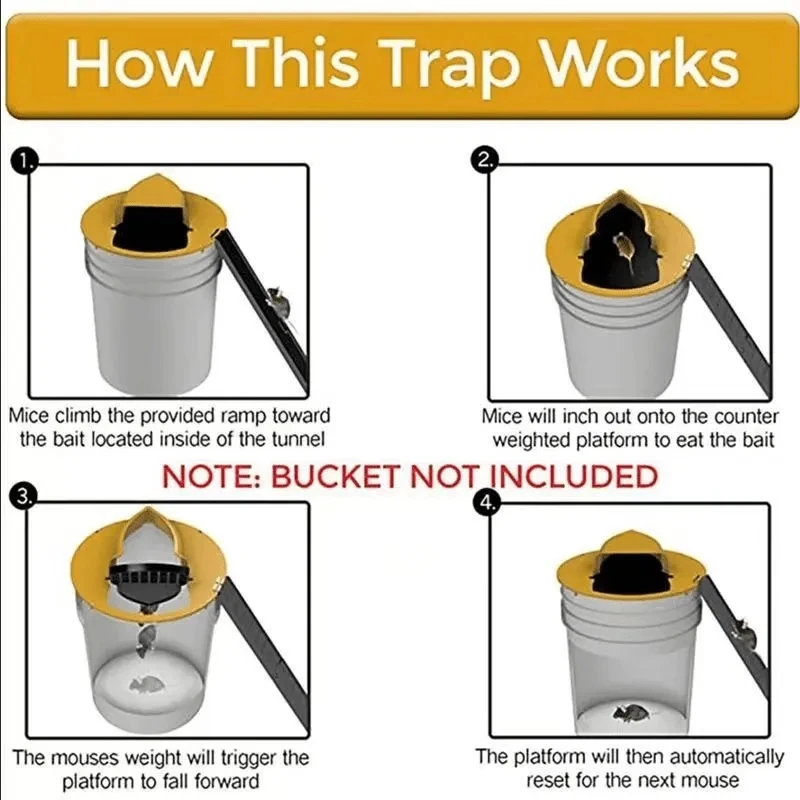 Mouse Trap Bucket Mouse Traps Automatic Reset Flip And Slide - Temu