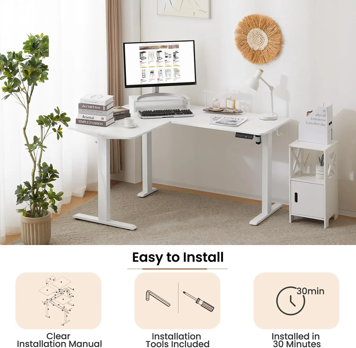 Progressive Desk Escritorio De Pie En Forma De L De 78 X 48 Pulgadas Escritorio Ejecutivo Electrico De Esquina De 3 Etapas De Altura Ajustable Nogal