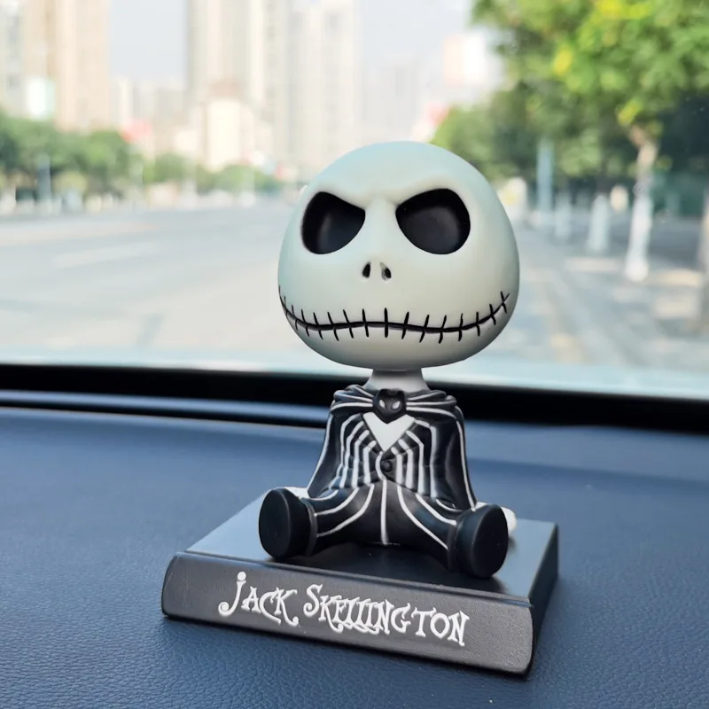 Disney The Nightmare Before Christmas 12CM Jack Bobble Head Doll Car Ornament PVC Action Figure Collectible GK Cartoon Model Toy