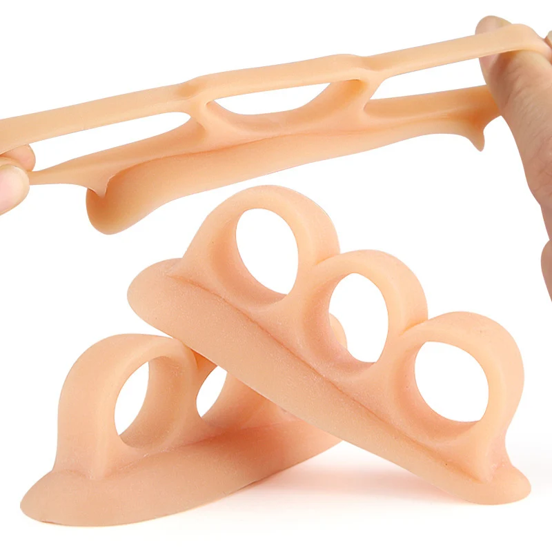 Silicone Foot Finger Separator With 3 Holes Overlapping Toe Straightener Daily Bunion Corrector Pedicure Care Tool 1Pair toe separators toe spreader toe corrector finger toe separator