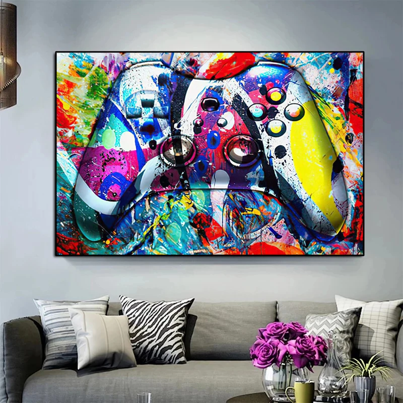 

Abstract Graffiti Art Gamepad Canvas Painting Poster Prints Game Wall Art Street Picture For Boys Room Decor Cuadros