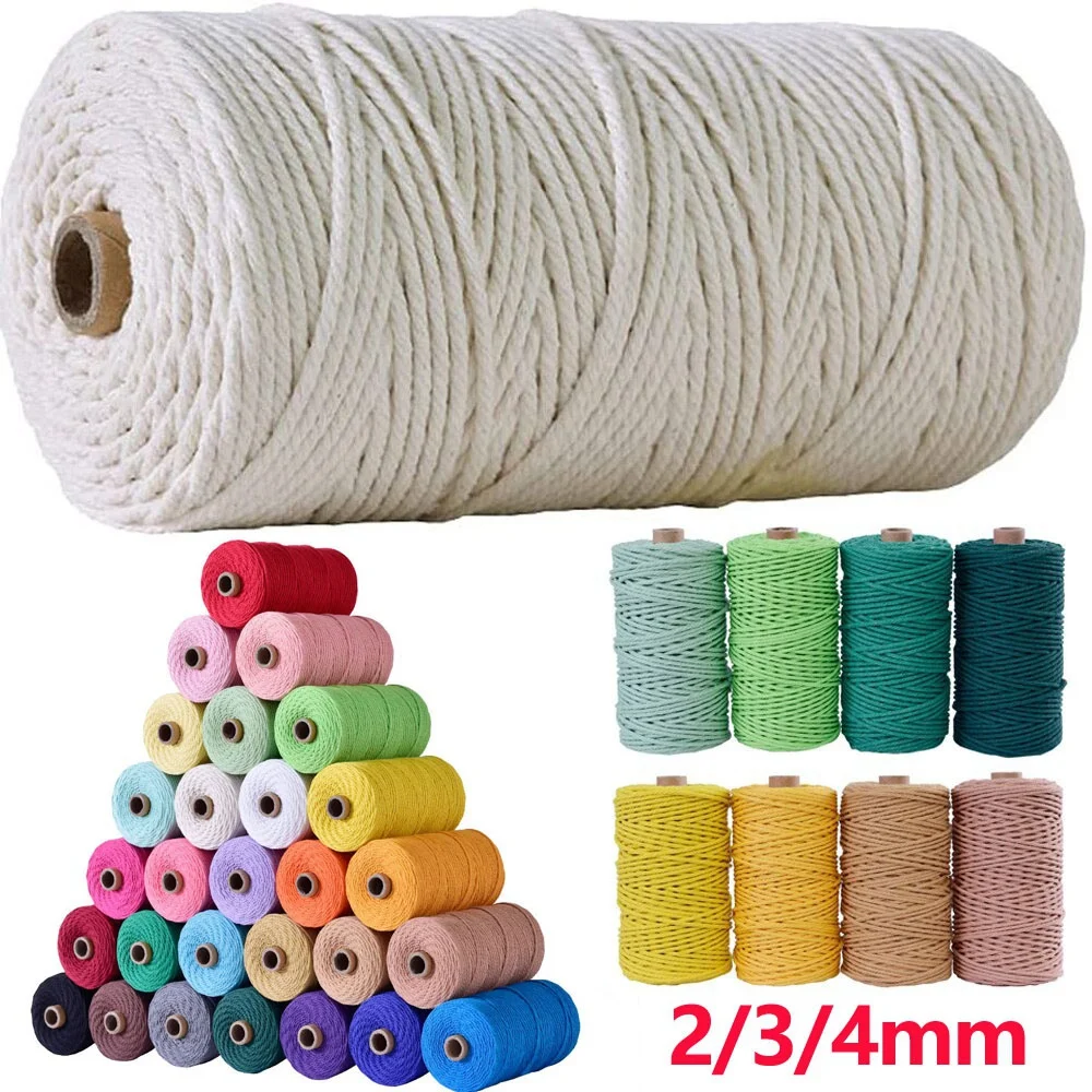 Three Strand Twisted Multicolored Cotton Rope Cord Soft Rope 4mm/50meters 