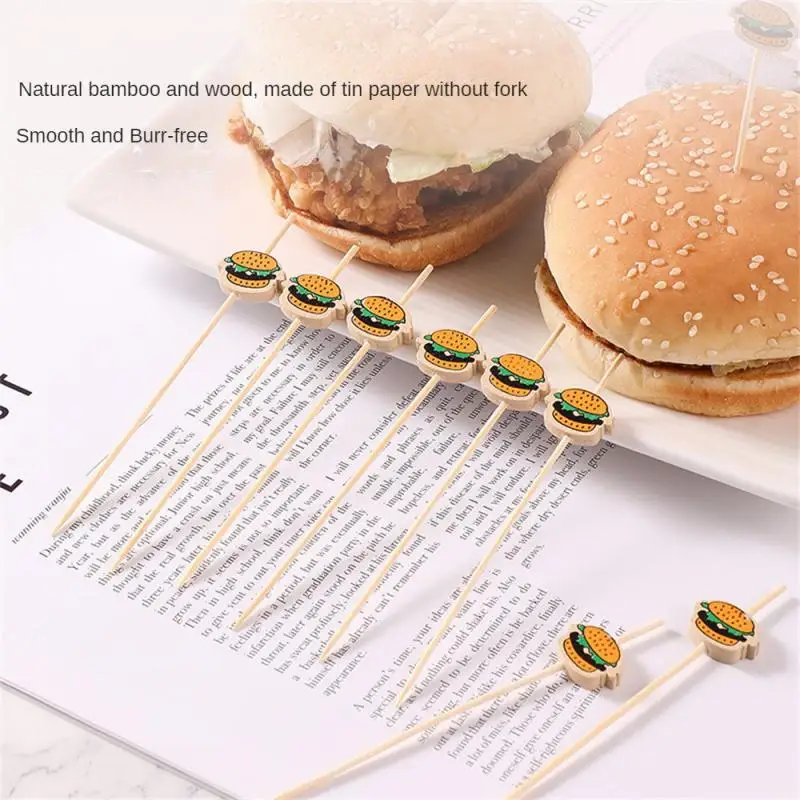 20/50/100Pcs Disposable Bamboo Skewers Easter Bunny et Food Picks Cupcake Fruit Fork Party Dessert Salad Sticks Toothpick