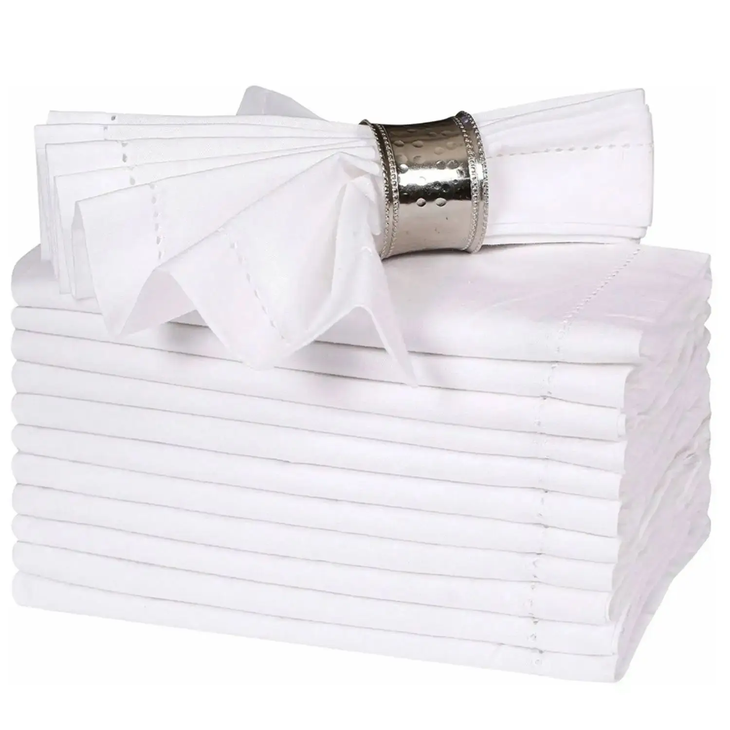 Hemstitched Linen Napkins Set of 6 linen napkins