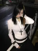 Seeslim à capuche imprimé lettre graphique t-shirts femme vêtements jeune à manches longues 2000s vêtements Y2k t-shirts femme vêtements automne 3