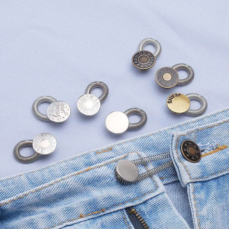 Metal Button Extender for Pants Jeans Free Sewing Buttons Adjustable  Retractable Pants Waist Extenders Button Waistband Expander