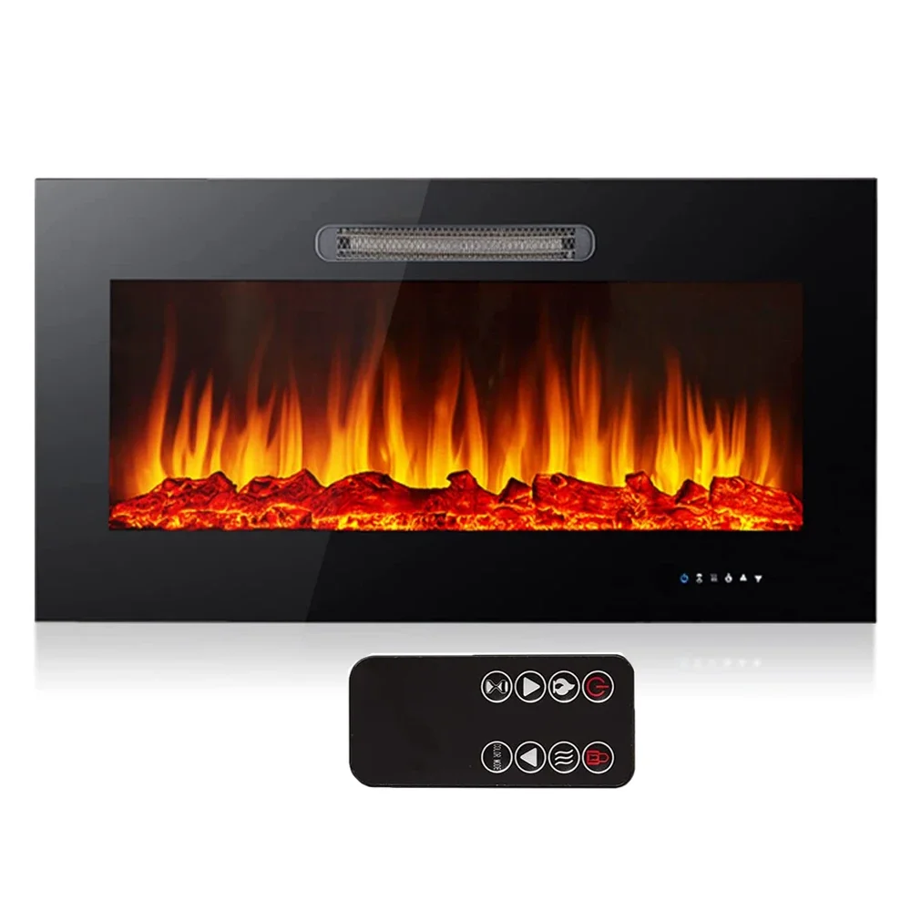 

Sale 3D Flame Brightness Electric Fireplace Inserts Wall Mounted Heaters for Winter Home Room