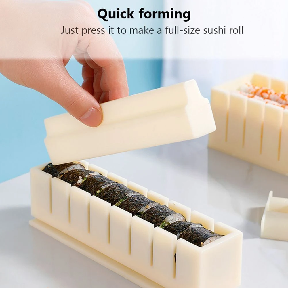 

10pcs Rice Press Sushi Mould Sushi Maker Kitchen Accessories Cake Roll Mould Meat Vegetable Rolling Mold Sushi Device