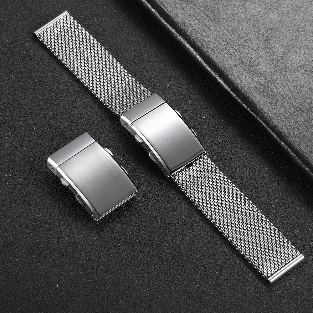 Solid Stainless Steel Adjustable Folding Watch Buckle Clasp with Luxury Metal Button Design