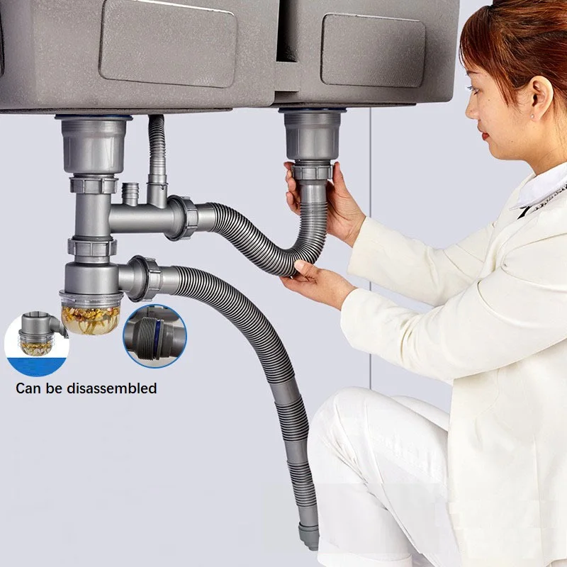 Cozinha Vegetal Bacia de Lavagem Downcomer Pia Dupla Calha Bacia Escorredor Desodorante Encaixes Downcomer Dreno Tubulação 110 mm 140 mm