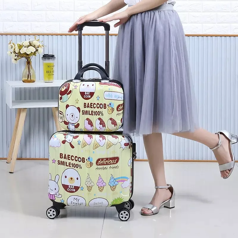 18'' kids Luggage set children's trolley suitcase on wheels travel carry on Rolling luggage Cabin suitcase Cute cartoon bag gift