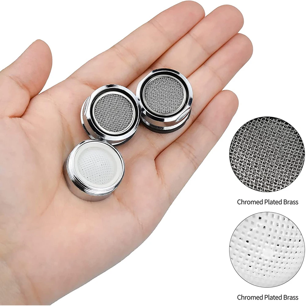 Faucet Aerator 3PCS Brass Water Saving Faucet Tap Aerator M24 Thread Bathroom Faucet Bubbler Stainless Steel Replaceable Filter Mixed Nozzle